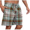 image:imagePrinStory Mens Pajama Shorts Soft Sleep Shorts Pj Bottoms with Pockets  Elastic Waist Drawstring LightweightBreathable and Stretchy Fabric Button FlyFprust Red Blue Plaid