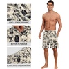 image:imagePrinStory Mens Pajama Shorts Soft Sleep Shorts Pj Bottoms with Pockets  Elastic Waist Drawstring LightweightBreathable and Stretchy Fabric Button FlyFpbeige Pirate Map
