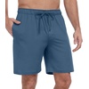 image:imagePrinStory Mens Pajama Shorts Soft Sleep Shorts Pj Bottoms with Pockets  Elastic Waist Drawstring LightweightBreathable and Stretchy Fabric Button FlyGray Blue