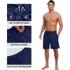 image:imagePrinStory Mens Pajama Shorts Soft Sleep Shorts Pj Bottoms with Pockets  Elastic Waist Drawstring LightweightBreathable and Stretchy Fabric Button FlyNavy Blue
