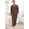 image:imagePrinStory Mens Pajamas Set Sleepwear Pjs Lightweight Long Sleeve Button Down Notched Collar Pajama Comfy Sleep Sets S2XLBrown
