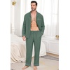 image:imagePrinStory Mens Pajamas Set Sleepwear Pjs Lightweight Long Sleeve Button Down Notched Collar Pajama Comfy Sleep Sets S2XLGreen