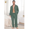 image:imagePrinStory Mens Pajamas Set Sleepwear Pjs Lightweight Long Sleeve Button Down Notched Collar Pajama Comfy Sleep Sets S2XLGreen