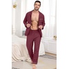 image:imagePrinStory Mens Pajamas Set Sleepwear Pjs Lightweight Long Sleeve Button Down Notched Collar Pajama Comfy Sleep Sets S2XLWine Red