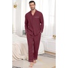 image:imagePrinStory Mens Pajamas Set Sleepwear Pjs Lightweight Long Sleeve Button Down Notched Collar Pajama Comfy Sleep Sets S2XLWine Red