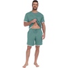 image:imagePrinStory Mens Pajamas Set Summer Short Sleeve Pjs Set S3XL  Summer Shorts Set with Pockets Lightweight Comfy Breathable Sleepwear for Sleep Home Workout Vacation HolidayHaze Blue