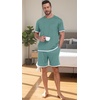 image:imagePrinStory Mens Pajamas Set Summer Short Sleeve Pjs Set S3XL  Summer Shorts Set with Pockets Lightweight Comfy Breathable Sleepwear for Sleep Home Workout Vacation HolidayHaze Blue