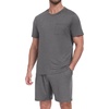 image:imagePrinStory Mens Pajamas Set Summer Short Sleeve Pjs Set S3XL  Summer Shorts Set with Pockets Lightweight Comfy Breathable Sleepwear for Sleep Home Workout Vacation HolidayDeep Gray
