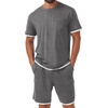 image:imagePrinStory Mens Pajamas Set Summer Short Sleeve Pjs Set S3XL  Summer Shorts Set with Pockets Lightweight Comfy Breathable Sleepwear for Sleep Home Workout Vacation HolidayDark Gray