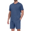 image:imagePrinStory Mens Pajamas Set Summer Short Sleeve Pjs Set S3XL  Summer Shorts Set with Pockets Lightweight Comfy Breathable Sleepwear for Sleep Home Workout Vacation HolidayGray Blue