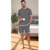 image:imagePrinStory Mens Pajamas Set Summer Short Sleeve Pjs Set S3XL  Summer Shorts Set with Pockets Lightweight Comfy Breathable Sleepwear for Sleep Home Workout Vacation HolidayDark Gray