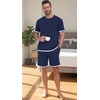 image:imagePrinStory Mens Pajamas Set Summer Short Sleeve Pjs Set S3XL  Summer Shorts Set with Pockets Lightweight Comfy Breathable Sleepwear for Sleep Home Workout Vacation HolidayNavy Blue