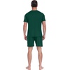 image:imagePrinStory Mens Pajamas Set Summer Short Sleeve Pjs Set S3XL  Summer Shorts Set with Pockets Lightweight Comfy Breathable Sleepwear for Sleep Home Workout Vacation HolidayDark Green