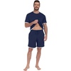 image:imagePrinStory Mens Pajamas Set Summer Short Sleeve Pjs Set S3XL  Summer Shorts Set with Pockets Lightweight Comfy Breathable Sleepwear for Sleep Home Workout Vacation HolidayNavy Blue