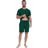 image:imagePrinStory Mens Pajamas Set Summer Short Sleeve Pjs Set S3XL  Summer Shorts Set with Pockets Lightweight Comfy Breathable Sleepwear for Sleep Home Workout Vacation HolidayDark Green
