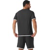 image:imagePrinStory Mens Pajamas Set Summer Short Sleeve Pjs Set S3XL  Summer Shorts Set with Pockets Lightweight Comfy Breathable Sleepwear for Sleep Home Workout Vacation HolidayBlack