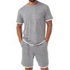 image:imagePrinStory Mens Pajamas Set Summer Short Sleeve Pjs Set S3XL  Summer Shorts Set with Pockets Lightweight Comfy Breathable Sleepwear for Sleep Home Workout Vacation HolidayLight Gray