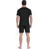 image:imagePrinStory Mens Pajamas Set Summer Short Sleeve Pjs Set S3XL  Summer Shorts Set with Pockets Lightweight Comfy Breathable Sleepwear for Sleep Home Workout Vacation HolidayDark Black