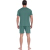 image:imagePrinStory Mens Pajamas Set Summer Short Sleeve Pjs Set S3XL  Summer Shorts Set with Pockets Lightweight Comfy Breathable Sleepwear for Sleep Home Workout Vacation HolidayLight Haze Blue