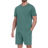 image:imagePrinStory Mens Pajamas Set Summer Short Sleeve Pjs Set S3XL  Summer Shorts Set with Pockets Lightweight Comfy Breathable Sleepwear for Sleep Home Workout Vacation HolidayLight Haze Blue