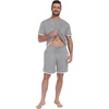image:imagePrinStory Mens Pajamas Set Summer Short Sleeve Pjs Set S3XL  Summer Shorts Set with Pockets Lightweight Comfy Breathable Sleepwear for Sleep Home Workout Vacation HolidayLight Gray