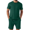 image:imagePrinStory Mens Pajamas Set Summer Short Sleeve Pjs Set S3XL  Summer Shorts Set with Pockets Lightweight Comfy Breathable Sleepwear for Sleep Home Workout Vacation HolidayDark Green