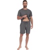 image:imagePrinStory Mens Pajamas Set Summer Short Sleeve Pjs Set S3XL  Summer Shorts Set with Pockets Lightweight Comfy Breathable Sleepwear for Sleep Home Workout Vacation HolidayDeep Gray