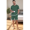 image:imagePrinStory Mens Pajamas Set Summer Short Sleeve Pjs Set S3XL  Summer Shorts Set with Pockets Lightweight Comfy Breathable Sleepwear for Sleep Home Workout Vacation HolidayGreen