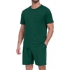 image:imagePrinStory Mens Pajamas Set Summer Short Sleeve Pjs Set S3XL  Summer Shorts Set with Pockets Lightweight Comfy Breathable Sleepwear for Sleep Home Workout Vacation HolidayDark Green