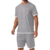 image:imagePrinStory Mens Pajamas Set Summer Short Sleeve Pjs Set S3XL  Summer Shorts Set with Pockets Lightweight Comfy Breathable Sleepwear for Sleep Home Workout Vacation HolidayLight Gray