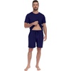image:imagePrinStory Mens Pajamas Set Summer Short Sleeve Pjs Set S3XL  Summer Shorts Set with Pockets Lightweight Comfy Breathable Sleepwear for Sleep Home Workout Vacation HolidayNavy