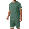 image:imagePrinStory Mens Pajamas Set Summer Short Sleeve Pjs Set S3XL  Summer Shorts Set with Pockets Lightweight Comfy Breathable Sleepwear for Sleep Home Workout Vacation HolidayGreen