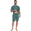 image:imagePrinStory Mens Pajamas Set Summer Short Sleeve Pjs Set S3XL  Summer Shorts Set with Pockets Lightweight Comfy Breathable Sleepwear for Sleep Home Workout Vacation HolidayLight Haze Blue