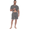 image:imagePrinStory Mens Pajamas Set Summer Short Sleeve Pjs Set S3XL  Summer Shorts Set with Pockets Lightweight Comfy Breathable Sleepwear for Sleep Home Workout Vacation HolidayDark Gray