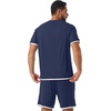 image:imagePrinStory Mens Pajamas Set Summer Short Sleeve Pjs Set S3XL  Summer Shorts Set with Pockets Lightweight Comfy Breathable Sleepwear for Sleep Home Workout Vacation HolidayNavy Blue