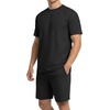 image:imagePrinStory Mens Track Suits 2 Piece Athletic Outfits M3XL  Short Sleeve Shirts and Shorts Set with Pockets Summer Cooling Touch Sweatsuit for Sports Running Beach Travel PartyBlack