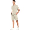 image:imagePrinStory Mens Track Suits 2 Piece Athletic Outfits M3XL  Short Sleeve Shirts and Shorts Set with Pockets Summer Cooling Touch Sweatsuit for Sports Running Beach Travel PartyKhaki