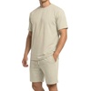 image:imagePrinStory Mens Track Suits 2 Piece Athletic Outfits M3XL  Short Sleeve Shirts and Shorts Set with Pockets Summer Cooling Touch Sweatsuit for Sports Running Beach Travel PartyKhaki