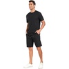 image:imagePrinStory Mens Track Suits 2 Piece Athletic Outfits M3XL  Short Sleeve Shirts and Shorts Set with Pockets Summer Cooling Touch Sweatsuit for Sports Running Beach Travel PartyBlack