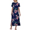 image:imagePrinStory Nightgowns for Women Long Nightshirt Short Sleeve House Dress  Full Length Night GownBreathable and Stretchy FabricLadies Sleep DressSoft SleepwearFpnavy Blue