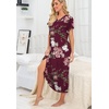 image:imagePrinStory Nightgowns for Women Long Nightshirt Short Sleeve House Dress  Full Length Night GownBreathable and Stretchy FabricLadies Sleep DressSoft SleepwearA08 Fpwine Red