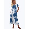 image:imagePrinStory Nightgowns for Women Long Nightshirt Short Sleeve House Dress  Full Length Night GownBreathable and Stretchy FabricLadies Sleep DressSoft SleepwearA05 Tie Dye Blue
