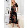 image:imagePrinStory Nightgowns for Women Long Nightshirt Short Sleeve House Dress  Full Length Night GownBreathable and Stretchy FabricLadies Sleep DressSoft SleepwearA04 Fpbrown Black