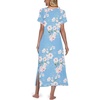 image:imagePrinStory Nightgowns for Women Long Nightshirt Short Sleeve House Dress  Full Length Night GownBreathable and Stretchy FabricLadies Sleep DressSoft SleepwearA01 Fplight Blue