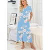 image:imagePrinStory Nightgowns for Women Long Nightshirt Short Sleeve House Dress  Full Length Night GownBreathable and Stretchy FabricLadies Sleep DressSoft SleepwearA01 Fplight Blue
