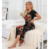 image:imagePrinStory Nightgowns for Women Long Nightshirt Short Sleeve House Dress  Full Length Night GownBreathable and Stretchy FabricLadies Sleep DressSoft SleepwearA04 Fpbrown Black