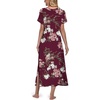 image:imagePrinStory Nightgowns for Women Long Nightshirt Short Sleeve House Dress  Full Length Night GownBreathable and Stretchy FabricLadies Sleep DressSoft SleepwearA08 Fpwine Red