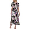 image:imagePrinStory Nightgowns for Women Long Nightshirt Short Sleeve House Dress  Full Length Night GownBreathable and Stretchy FabricLadies Sleep DressSoft SleepwearFpbig Leaf Pink