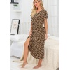 image:imagePrinStory Nightgowns for Women Long Nightshirt Short Sleeve House Dress  Full Length Night GownBreathable and Stretchy FabricLadies Sleep DressSoft SleepwearFpapricot Ld Print
