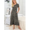 image:imagePrinStory Nightgowns for Women Long Nightshirt Short Sleeve House Dress  Full Length Night GownBreathable and Stretchy FabricLadies Sleep DressSoft SleepwearFpgray Ld Print